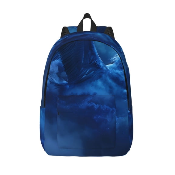 Vsdgher Pegasus Night Sky Print Canvas Backpack Travel Rucksack Unisex Knapsack 15.7/17.7Inch Laptop Backpack for Work,College -Medium