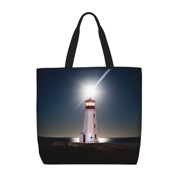 Vsdgher Peggy's Cove Lighthouse print Tote Bag for Women Shoulder Bag with Zipper Large Shoulder Bag Handle Handbag Portable Washable for Travel, Work