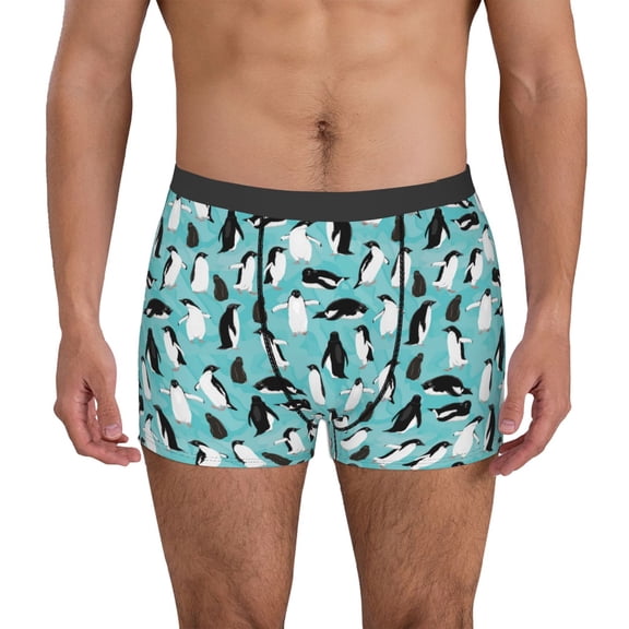 Vsdgher Penguins Pattern Men's Boxer Brief Underwear,Soft Funny Underwear for Men-Medium