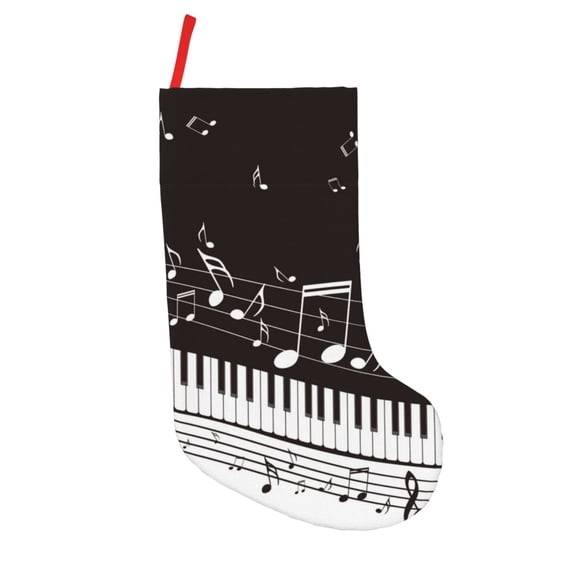Vsdgher Piano Keys With Musical Notes Christmas Stockings 18 inch Large Kids Stocking Bags Hanging Socks for Christmas Decor Decorations