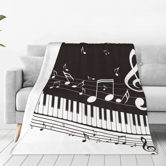 Vsdgher Piano Keys With Musical Notes Ultra-Soft Micro flannel Blanket Throw Blankets for Couch Sofa, Bed (4 sizes)-40"x30"