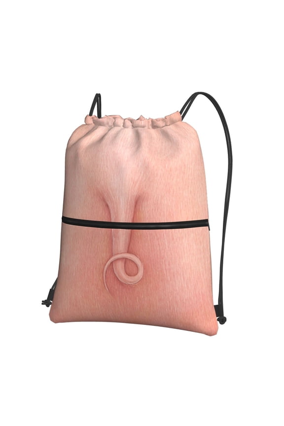 Pig'S Tail Drawstring Backpack Water Resistant String Bag Sports Sackpack Gym Sack for Men Women