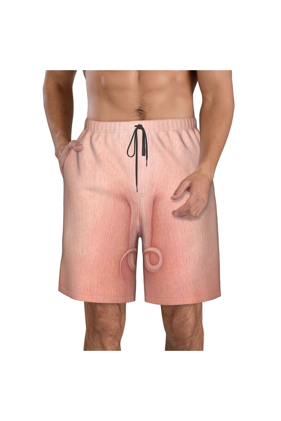 Pig'S Tail Men's Beach Shorts, Surfing shorts, Swim trunks, Quick Dry Swim Trunks for Surfing Beach Fun -Small