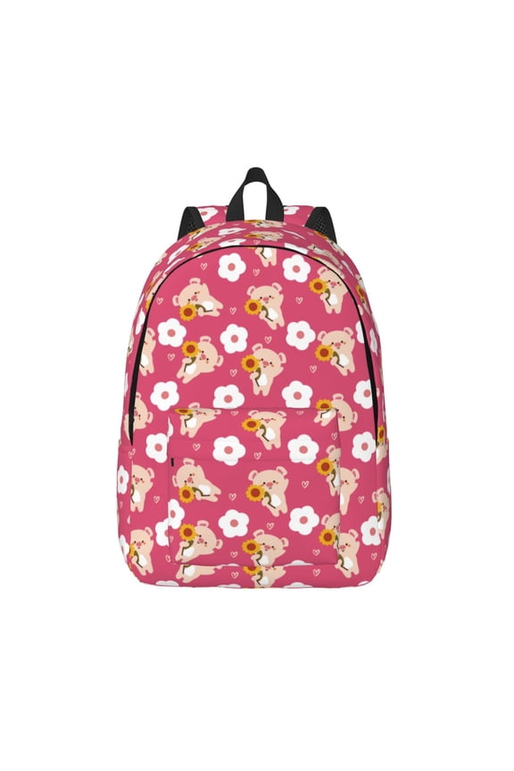 Piggy Sunflower Print Canvas Backpack Travel Rucksack Unisex Knapsack 15.7/17.7Inch Laptop Backpack for Work,College -Small