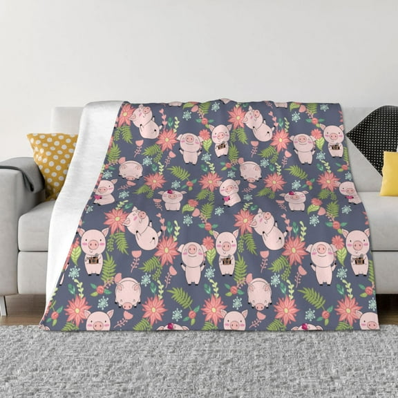 Vsdgher Pigs 1 Pattern Fleece Throw Blanket, Horizontal Fleece Bedding Home Decor for Couch & Bed All Season Use -50"x40"