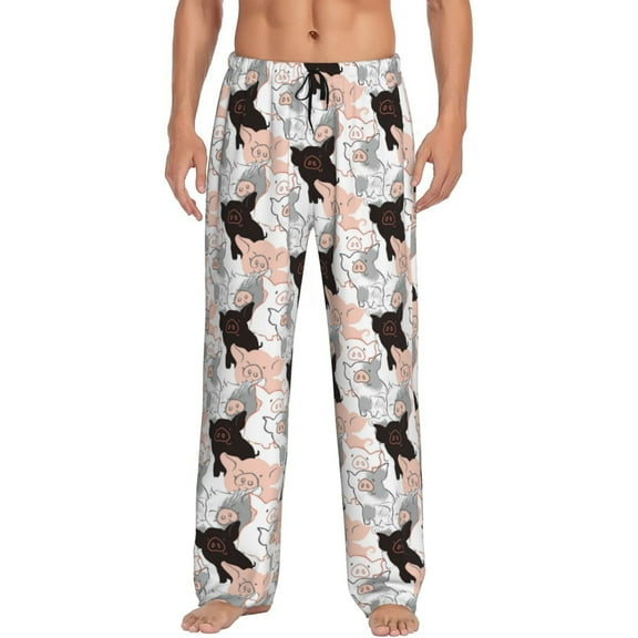 Vsdgher Pigs Print Mens Pajama Pants Sleep & Lounge Pants, PJ Bottoms With elastic waistb and Pockets