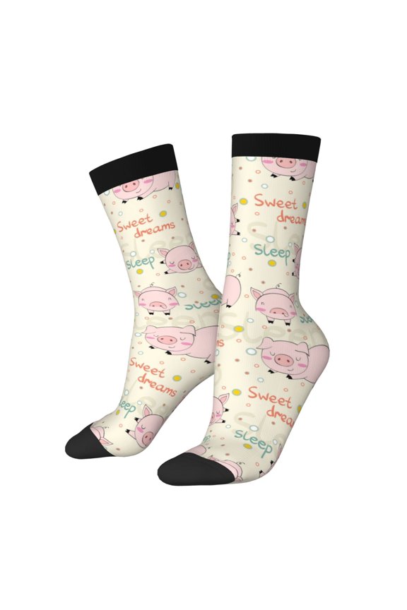 Pigs Sleep Crew Socks for Men & Women, Breathable Casual Athletic Ankle Socks
