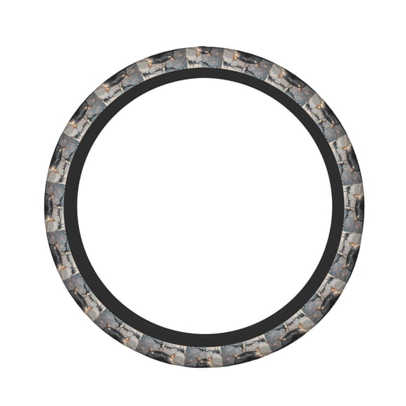 Vsdgher Pilot Cat In Vintage Plane Pattern Elastic Car Steering Wheel Cover,Car Wheel Cover Protector Car Accessory for Steering Wheel with a Diameter of 14.5"-15"