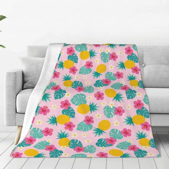 Vsdgher Pineapple And Leaves Ultra-Soft Micro flannel Blanket Throw Blankets for Couch Sofa, Bed (4 sizes)-60"x50"