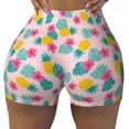 thumbnail image 1 of Vsdgher Pineapple And Leaves print Workout Shorts for Women Seamless Soft Smooth Gym Yoga Scrunch Active Exercise Fitness Shorts, 1 of 8