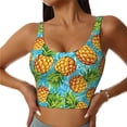 thumbnail image 1 of Vsdgher Pineapple Print Women Sleeveless Athletic Tank Top Built-in Bra Camisole Sports Vest for Yoga Running Fitness Exercise with Removable Pads, 1 of 8