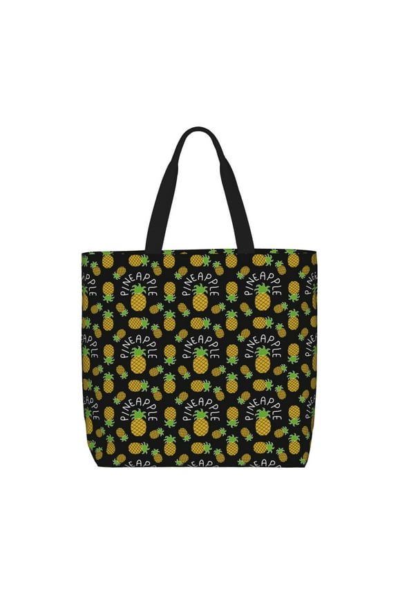Pineapple print Tote Bag for Women Shoulder Bag with Zipper Large Shoulder Bag Handle Handbag Portable Washable for Travel, Work