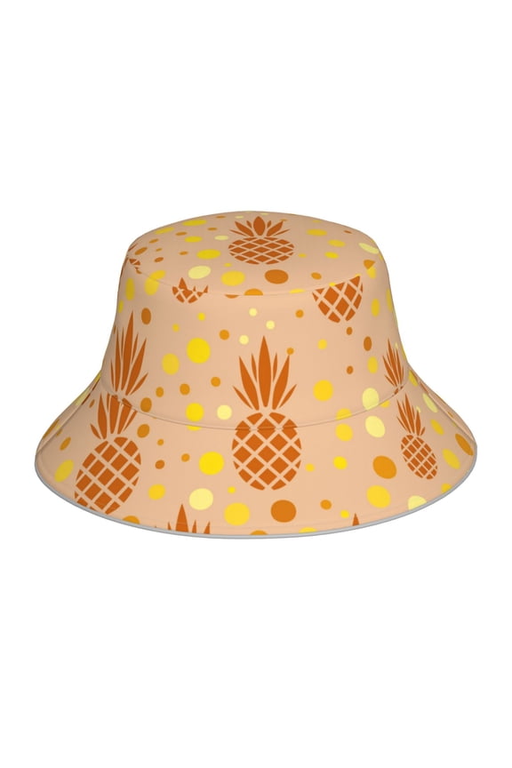 Pineapples Print Bucket Hat for Men&Women Bucket Hat Reversible Summer Double-Side-Wear Travel Gardening, Beach, Camping, Hiking, Fishing Cap
