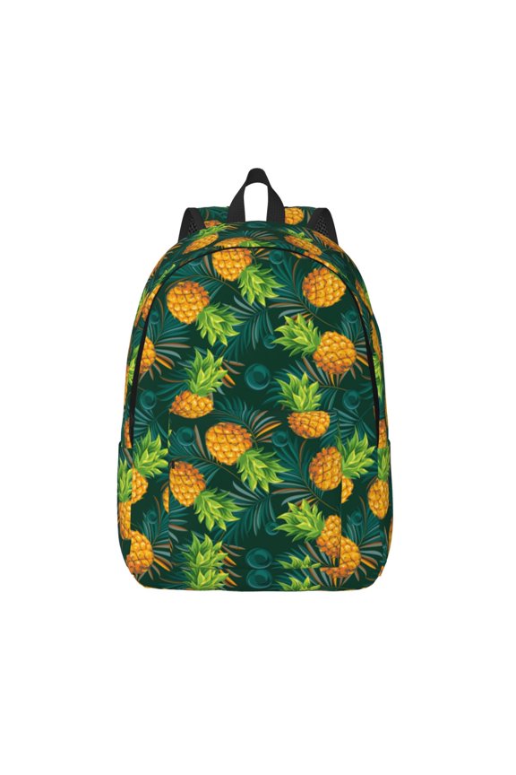 Pineapples with Palm Leaves Print Canvas Backpack Travel Rucksack Unisex Knapsack 15.7/17.7Inch Laptop Backpack for Work,College -Small