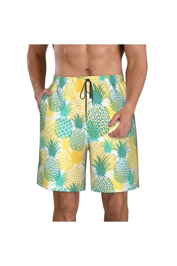 Pineapples1 Men's Beach Shorts, Surfing shorts, Swim trunks, Quick Dry Swim Trunks for Surfing Beach Fun -Small