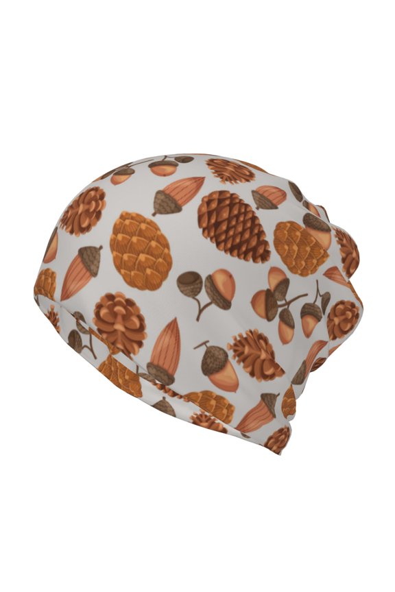 Pinecone Autumn Pattern Slouchy Beanie Hat for Men/Women, Skull Cap Chemo Cap Night Sleeping Cap