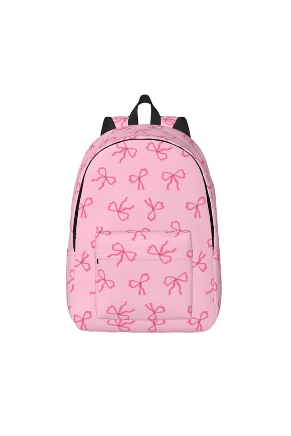 Pink Bows Print Canvas Backpack Travel Rucksack Unisex Knapsack 15.7/17.7Inch Laptop Backpack for Work,College -Medium