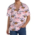 thumbnail image 1 of Vsdgher Pink Butterfly Daisy Men's Cuban Shirt, Hawaiian Shirts, Business Casual Button Down Shirts, Short Sleeve Shirt-4X-Large, 1 of 5