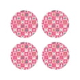 thumbnail image 1 of Vsdgher Pink Christmas Cheer Leather Coasters for Drinks, Durable Drink Coasters 4 Set for Tabletop Protection, Luxurious Home Décor and Housewarming Gift-Round Shape, 1 of 6