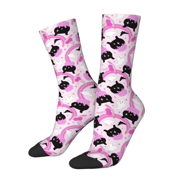 Vsdgher Pink Girl Halloween Crew Socks for Men & Women, Breathable Casual Athletic Ankle Socks