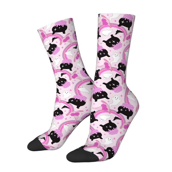 Vsdgher Pink Girl Halloween Crew Socks for Men & Women, Breathable Casual Athletic Ankle Socks