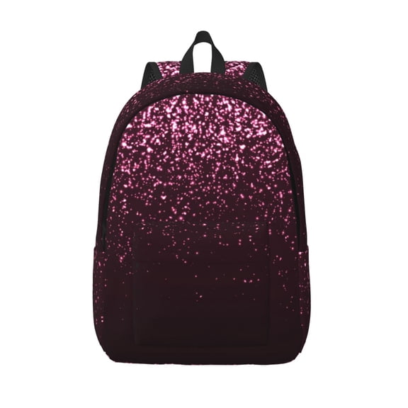 Vsdgher Pink Glitter Sparkles A Print Canvas Backpack Travel Rucksack Unisex Knapsack 15.7/17.7Inch Laptop Backpack for Work,College -Small