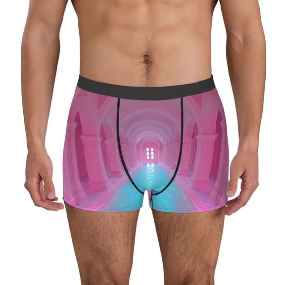 Vsdgher Pink Shark Pool Fantasy Pattern Men's Boxer Brief Underwear,Soft Funny Underwear for Men-Medium