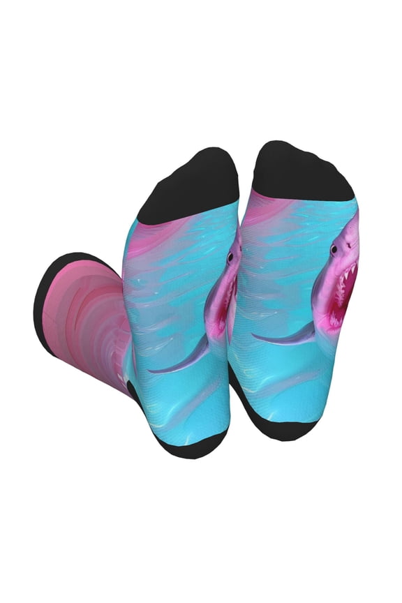Pink Shark Pool Fantasy Unisex Crew Socks Lightweight Breathable Ventilation Ankle Socks, Mid-calf socks for Daily