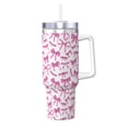 thumbnail image 1 of Vsdgher Pink bows Pattern 40 oz Tumbler with Handle and Straw Lid | Insulated Cup Reusable Stainless Steel Water Bottle Travel Mug | Gifts for Women Men Him Her, 1 of 8