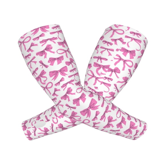 Vsdgher Pink bows Pattern Cooling Arm Sleeves for Men & Women, Breathable, UV Sun Protection, Sports Arm Sleeves for Women, Men & Youth