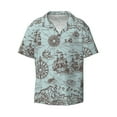 thumbnail image 1 of Vsdgher Pirate Adventure Map Print Men's Wrinkle Free Untucked Cuban Shirt Business Casual Button Down Shirts Short Sleeve Shirt, 1 of 7
