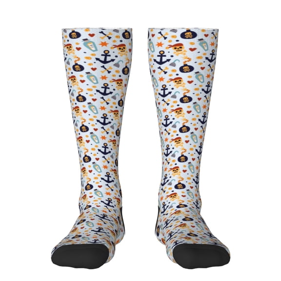 Vsdgher Pirate skulls Knee Socks, High Socks Long Stretchy Sock Women Knee High Stocking, Long Socks for Women