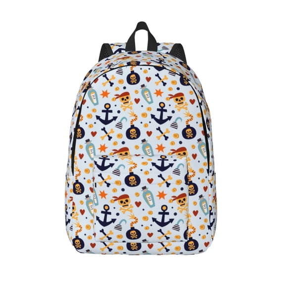 Vsdgher Pirate Skull And Anchor Print Canvas Backpack Travel Rucksack Unisex Knapsack 15.7/17.7Inch Laptop Backpack for Work,College -Small