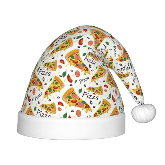 Vsdgher Pizza Slices Christmas Hat, Santa Hat for Kids Xmas Holiday Hat Red Classic Christmas New Year Festive Party Supplies