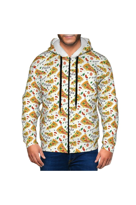 Pizza Slices Mens Hoodies Zip Hoodie, Hoodies for Men, Zip-up Hooded Sweatshirt-Small