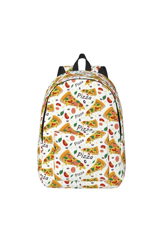 Pizza Slices Print Canvas Backpack Travel Rucksack Unisex Knapsack 15.7/17.7Inch Laptop Backpack for Work,College -Small