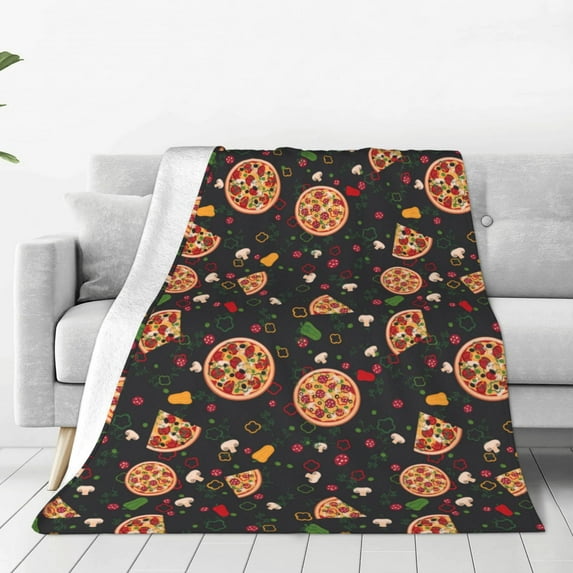 Vsdgher Pizzas Mushrooms Ultra-Soft Micro flannel Blanket Throw Blankets for Couch Sofa, Bed (4 sizes)-50"x40"