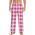 thumbnail image 1 of Vsdgher Plaid Heart Print Mens Pajama Pants Sleep & Lounge Pants, PJ Bottoms With elastic waistb and Pockets, 1 of 5