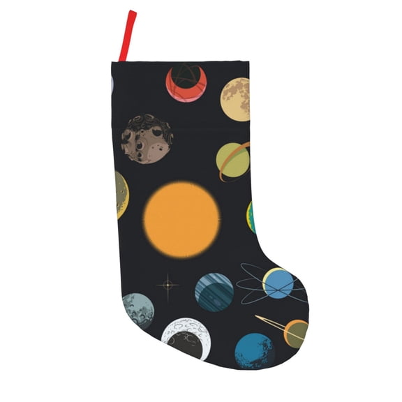 Vsdgher Planets And Their Moons Christmas Stockings 18 inch Large Kids Stocking Bags Hanging Socks for Christmas Decor Decorations