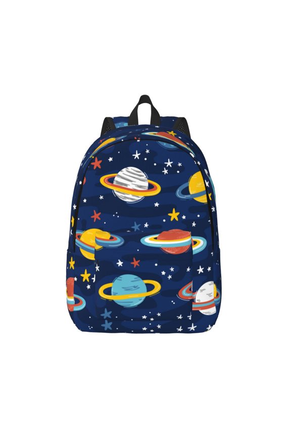 Planets and Stars Print Canvas Backpack Travel Rucksack Unisex Knapsack 15.7/17.7Inch Laptop Backpack for Work,College -Medium