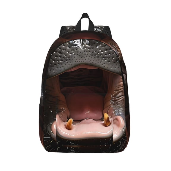 Vsdgher Playful Baby Hippo Splash Print Canvas Backpack Travel Rucksack Unisex Knapsack 15.7/17.7Inch Laptop Backpack for Work,College -Small