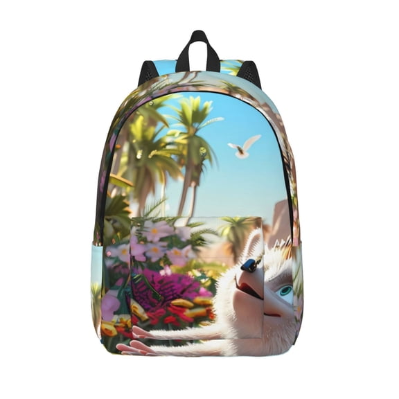 Vsdgher Playful Hedgehog Forest Pond Print Canvas Backpack Travel Rucksack Unisex Knapsack 15.7/17.7Inch Laptop Backpack for Work,College -Medium