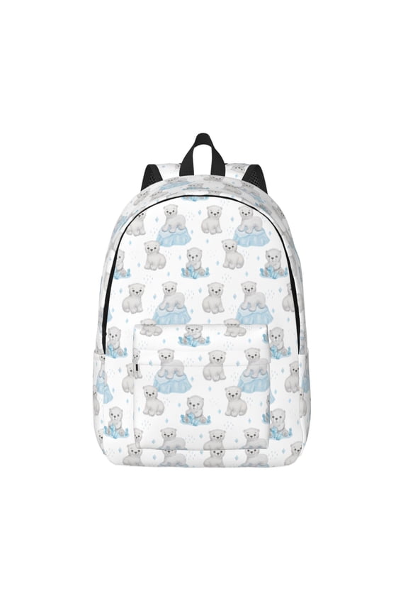 Playful Polar Bear Pals Print Canvas Backpack Travel Rucksack Unisex Knapsack 15.7/17.7Inch Laptop Backpack for Work,College -Medium