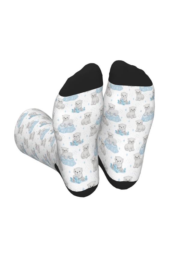 Playful Polar Bear Pals Unisex Crew Socks Lightweight Breathable Ventilation Ankle Socks, Mid-calf socks for Daily