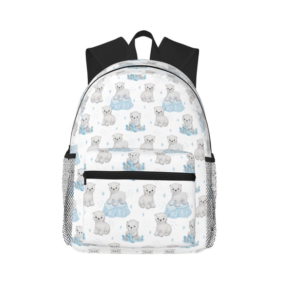 Vsdgher Playful Polar Bear Pals Unisex Large Capacity Bookbag, Schoolbag, Casual Daypack for High School, College, Teens, Travel, Work
