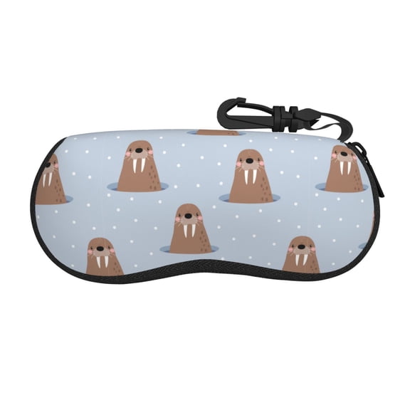 Vsdgher Playful Walrus Wonders Sunglasses Soft Case Neoprene Zipper Eyeglass Case, Zipper Portable Spectacle Cases for Men Women