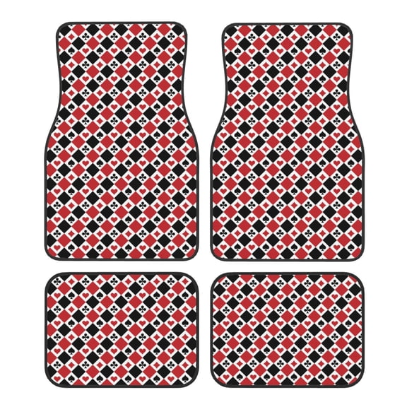 Vsdgher Playing Cards Car Foot Mat Set of 4 Pieces Universal Floor Liner Car Accessories Fits Most Cars, Trucks, Vans, sedans, SUV