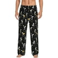 thumbnail image 1 of Vsdgher Playing Music Skeletons Print Mens Pajama Pants Sleep & Lounge Pants, PJ Bottoms With elastic waistb and Pockets, 1 of 5