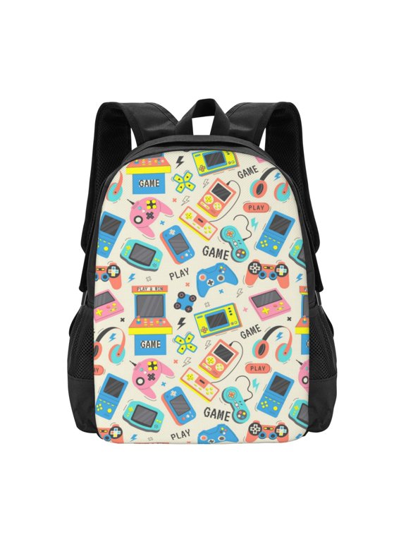 Playing Video Games Print Backpack for Women Men School Bookbag with Laptop Compartment for College Work Travel, Simple Fashion Casual Daypack, Fit 15" Laptop