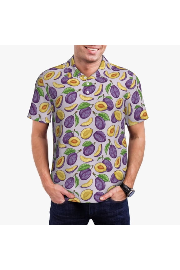 Plum Polo Shirts for Men, Men's Short Sleeve Stretch Polo Shirt, Shirts for Men-3X-Large